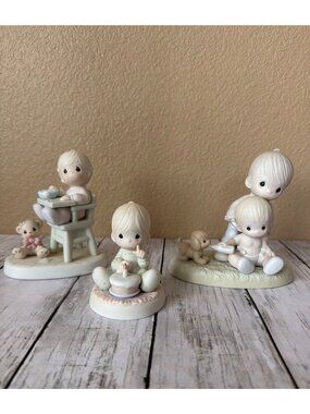 3 X Precious Moments Baby’s First Lot Birthday 524069 Meal 524077 Pet 520705